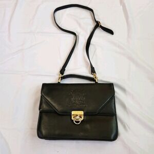 90s vintage deadstock Giorgio‎ Beverly Hills black leather bag, unisex briefcase